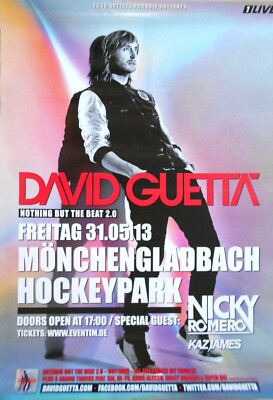 DAVID GUETTA 2013 MÖNCHENGLADBACH - orig. Concert Poster - Plakat - DIN A1