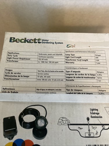 Beckettt Underwater Pond Light Kit BLK30A New Sealed w 4 Colored Lens Filters - Picture 4 of 9