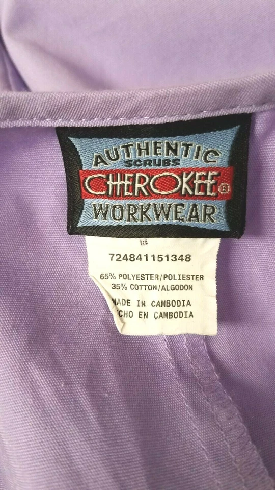 Set of 3 Women's Cherokee Scrub Tops (S) Lavender/Brown/Turquoise. Short Sleeved - Image 3 of 4