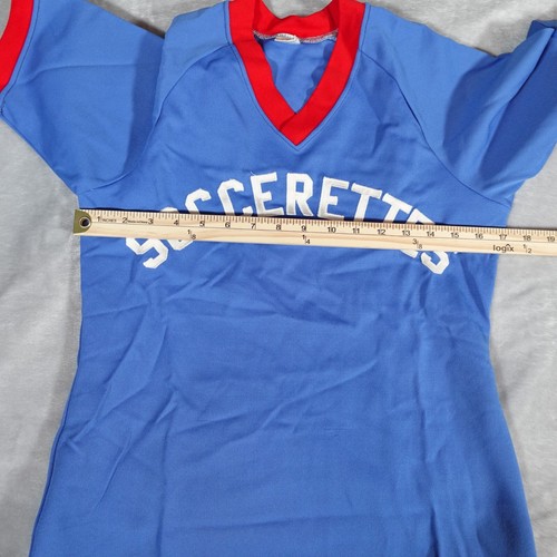 Vintage Champion Soccerettes Jersey Womens M (Fits S) V-Neck Nylon Blue 1980s - Picture 8 of 10