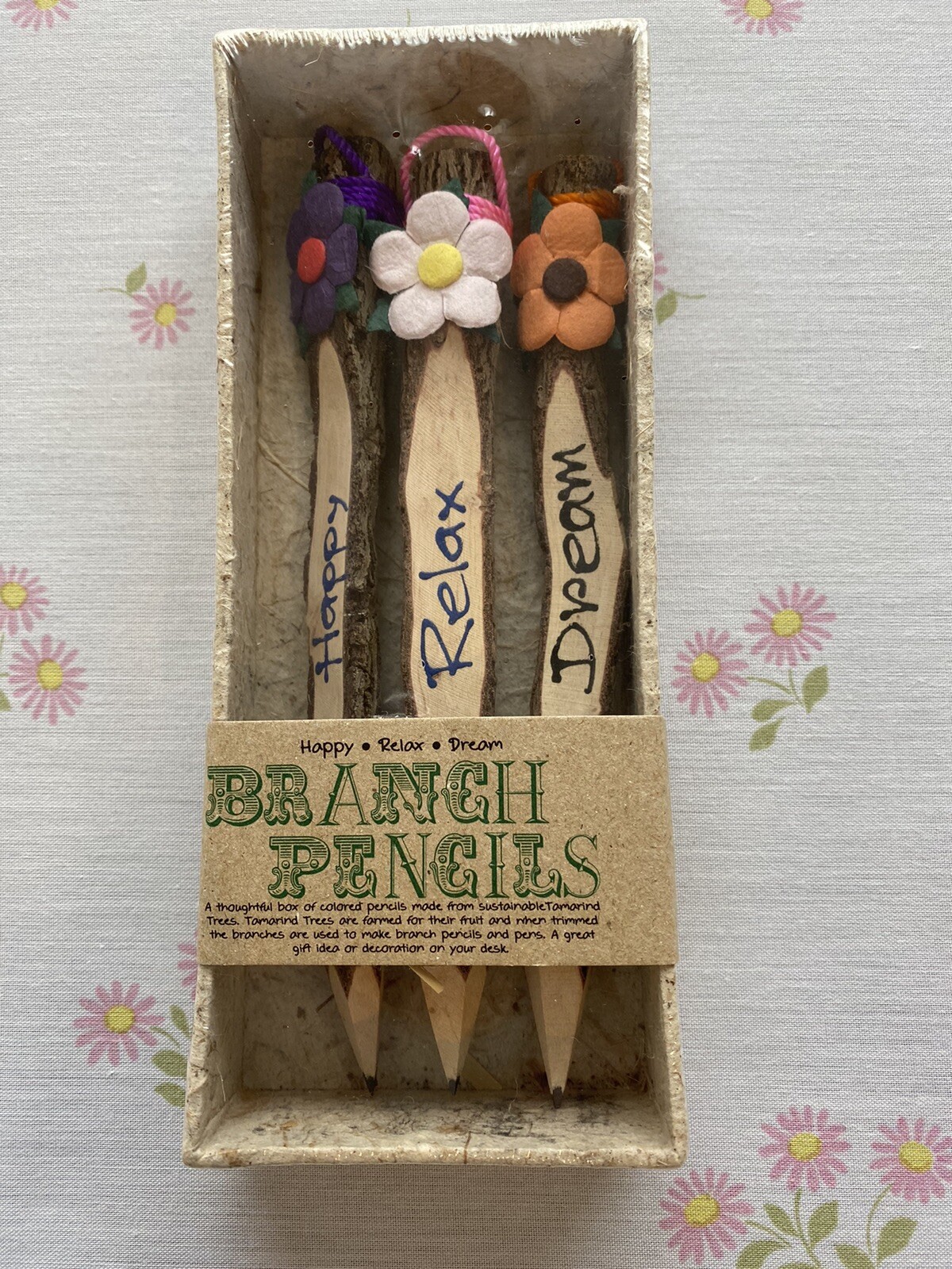 Box of 3 NEW Tamarind Tree Natural Branch Pencils Happy Relax Dream eBay