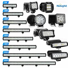 Nilight 6" 12" 17" 20" 25" 31" 36" 39" LED Light Bar Spot Flood Offroad For Jeep