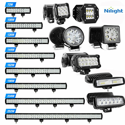 Nilight 6'' 12'' 17'' 20'' 25'' 31'' 36'' 39'' LED Light Bar Spot Flood Offroad For Jeep