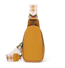 Small Sling Bag for Women Leather Fanny Pack Crossbody Chest Bag A03 Yellow