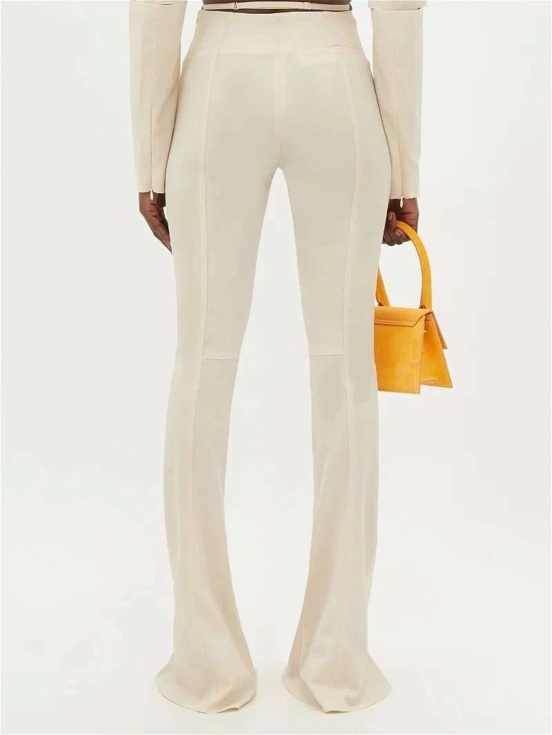 Pantaloni Jacquemus Le Splash Le Pantalon Tangelo misto lana svasata nuovi con etichette 46F