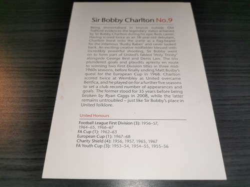 Bobby Charlton hand signed Manchester United autograph card - Picture 2 of 2