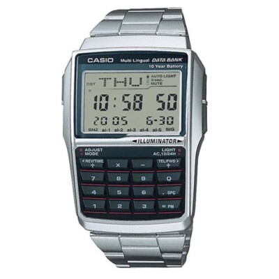 Casio DBC-32D-1A Data Bank Digital Calculator Watch Men Square Metal Original