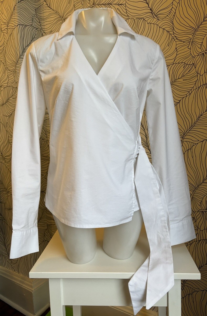 Tommy Hilfiger Ladies White Wrap Long Sleeve Shirt/ Blouse SIZE XS