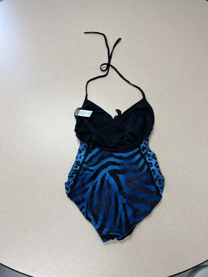 black Blue gathered sides CARMEN MARC VALVO one piece swim suit size 6 279 - Image 4 of 4