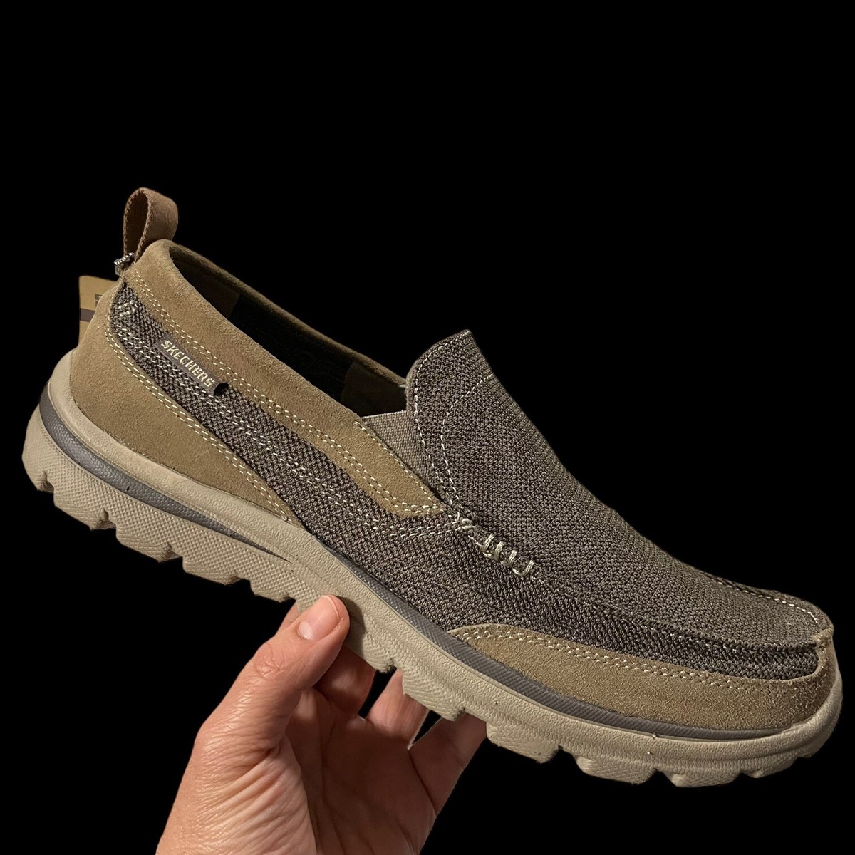 Skechers Men\'s Loafer Size 11.5 Tan Relaxed Fit Slip-on Shoe Memory Foam Footbed Skechers Men main image 4