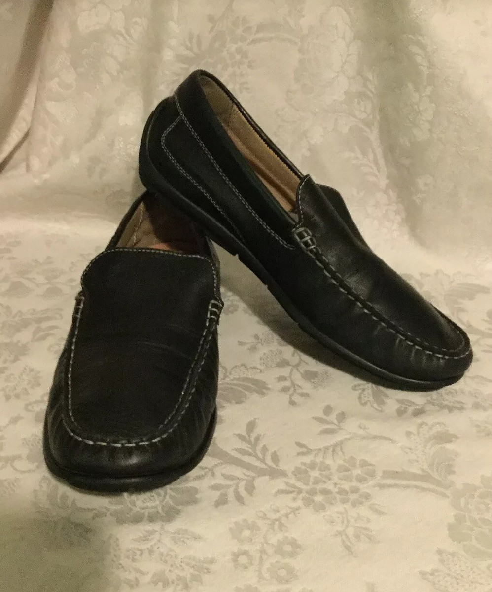 ECCO Mens Black leather Slip on Loafers Shoes Flats Sz EUR  display picture 2