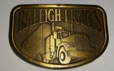 Vintage Raleigh Lights Semi-Truck Trucker Brass Belt Buckle