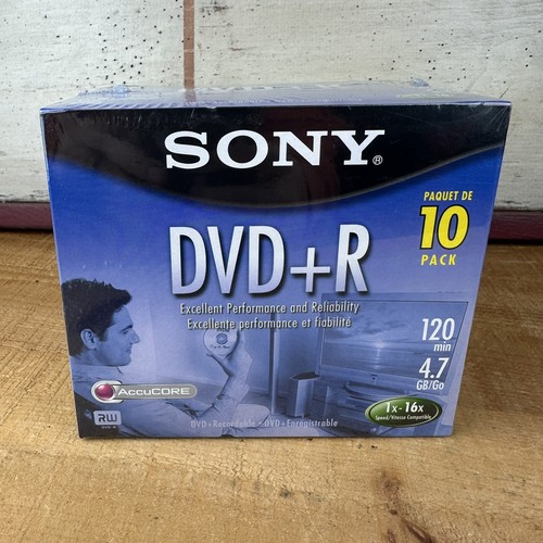 Sony DVD + R 10 Pack Discs With Cases 120 min 4.7 GB Blank New Sealed ...