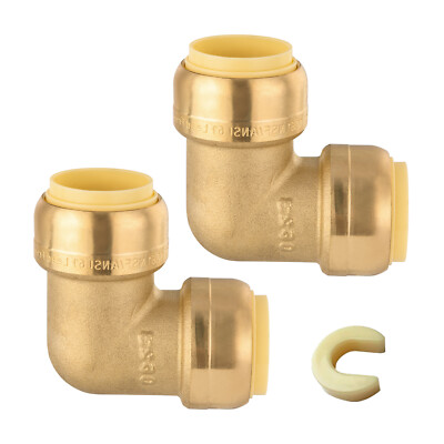 EFIELD (2 to 100 Packs) 1/2'' Push Fit 90 Degree Elbow Brass Fittings Lead Free