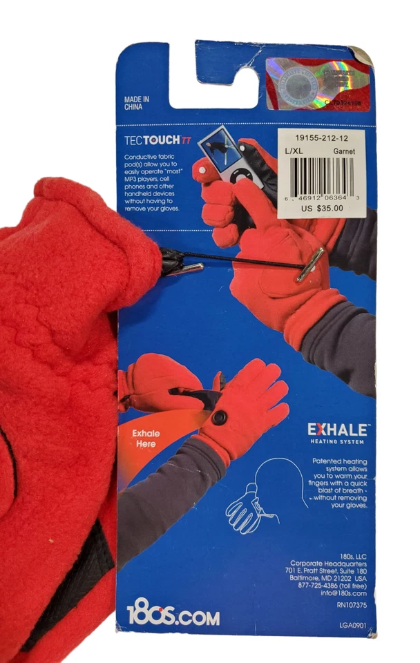 Guantes de invierno de lana Tectouch Washington Huskies unisex años 180, rojo granate, L/XL Foto 4 de 4