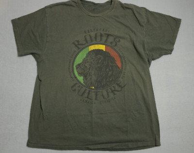 Roots Culture Shirt Mens 2XL Rastafari Jamaica Green