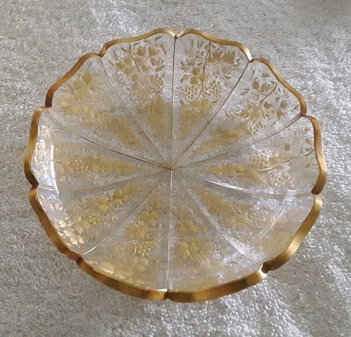 Moser Master Berry Bowl 7 Low Bowls Cut Gold Encrusted - Picture 2 of 7