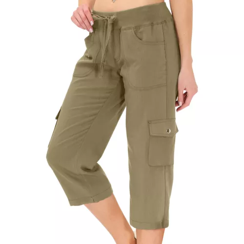 Womens Capris Pockets Loose Fit Pants Lightweight Ladies Baggy Cargo Pant Hiking - Afbeelding 14 van 42