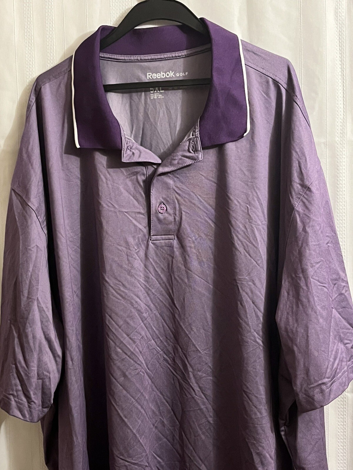 Reebok Golf Men’s Short Sleeve Polo Shirt Size 5XL 2 Tone Purple  Slits On Hem