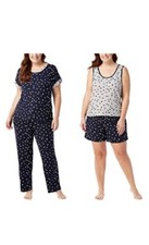 Lucky Brand Women 4 Piece Pajama Set Tee Tank Short Pant Soft Knit