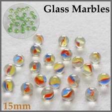 15mm Glass Beads Marbles Round Traditional Vintage Classic Toys Games DIY Decor