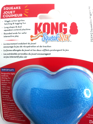 KONG SqueakStix Wigglerz Medium Blue Squeaky Tug & Fetch Dog Toy 9x3" - Picture 6 of 6