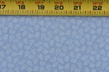 By 1/2 Yd, White Leaves on Lt-Blue w Hint of Lavender Light-Weight Fabric, C1538