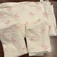 Pottery Barn Kids Bedding Set Rainbow Pink Unicorn Queen Flat 2 Pillow Case