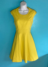Karen Millen Yellow Fit and Flare Sleeveless Cocktail Dress US 8 UK 12