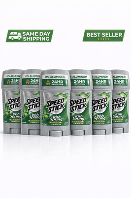 Speed Stick Irish Spring Deodorant 6 Pack 1.8oz 24Hr 0% Aluminum Men