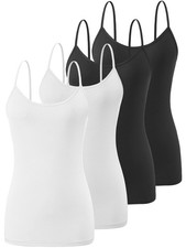 Camisole Tops 4 Pack Adjustable Spaghetti Straps Seamless Tanks for Women