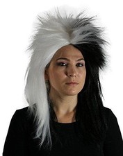 Black White Spiked Wig Two-Tone Costume Wig for Halloween, Cosplay