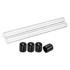 2Pcs Clear Rigid Acrylic Pipe, 18mm ID x 22mm OD 12" Round Plastic Tube with Cap