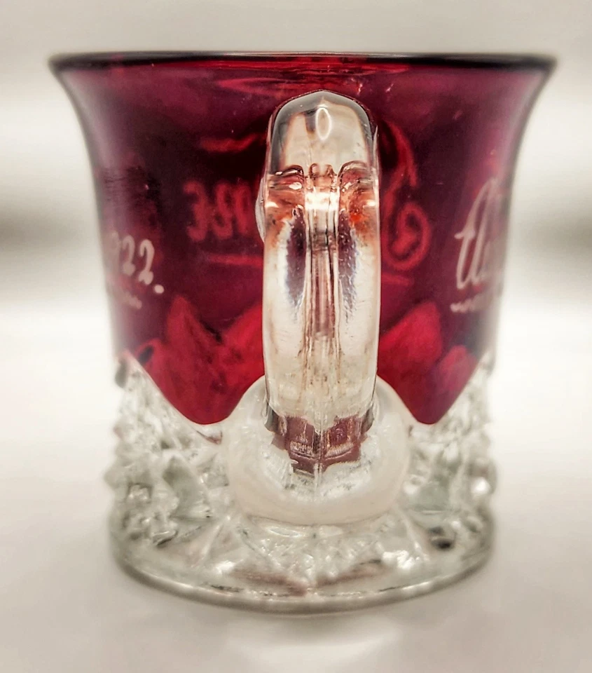 Antique Ruby Flash Glass Mug - AURORA FAIR 1922 - Central States Exposition IL - Image 4 of 4
