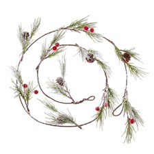 5ft. Snowy Pine, Mini Pinecone  Red Berry Coil Garland by Ashland -Christmas...
