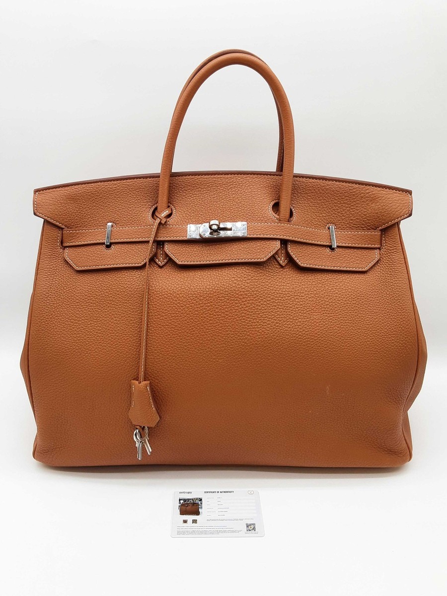 Hermes Birkin 40 Gold Brown Togo Palladium Hardware Handbag