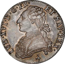 FRANCE KING LOUIS XVI  1789-A   1/2 ECU SILVER COIN, PCGS CERTIFIED AU58