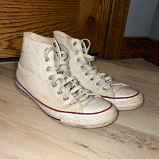 Converse Chuck Taylor All Star High Top White Canvas Lace Up Sneakers 9.5