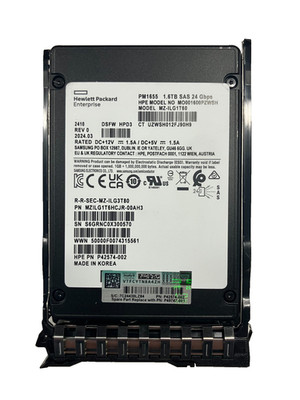 HPE MZ-ILG1T60 SSD 1.6TB 24Gb/s SAS MO001600PZWSH 2.5'' 512 b/s 100% Health