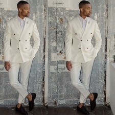 Men's Suits Double Breasted Peak Lapel Groom Wedding Formal Business Two Pieces