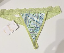 Vintage Rene Rofe Polka Dot Lime Green Blue G-string Thong Panty Size 6M Y2K NWT