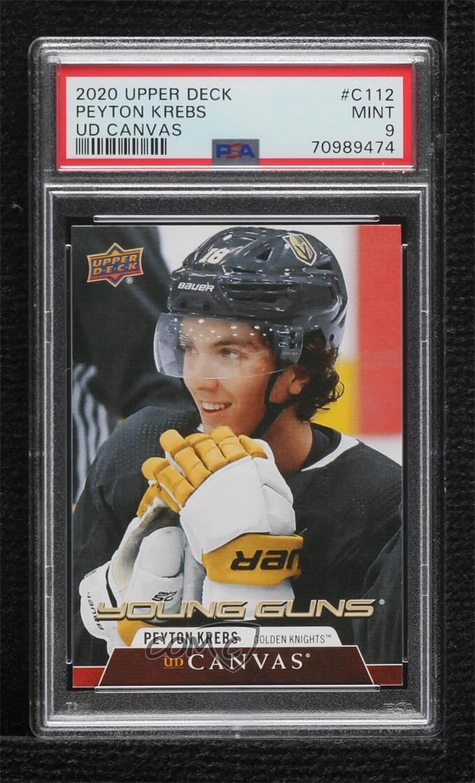 2020-21 Upper Deck UD Canvas Young Guns Peyton Krebs #C112 PSA 9 MINT 15iw