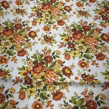 Vtg 1960s House N Home Fabrics & Draperies Floral Fabric Gold Orange 64"x44"