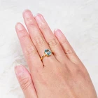 Seafoam Green Paraiba Tourmaline 2.15Ct 925 Sterling Silver 24K Gold Ring Size 6