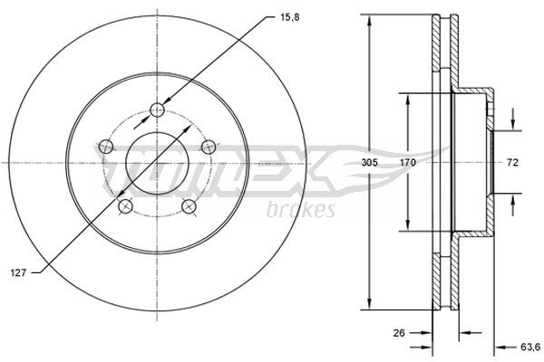 Tomex Brakes 2X Bremsscheibe Vorne Ø305 Mm BelüFtet FüR Jeep Grand Cherokee II-image