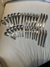30Pcs Set for 6 Vtg Georg Jensen Blue Shark Cutlery Svend Siune Stainless Steel