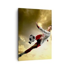 Quadro su Tela 50x70cm Palla ragazzo calcio addestramento Stampe Immagini Murale