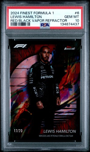 2024 Topps Finest Formula 1 - Lewis Hamilton #6 Red/Black Vapor Ref. /20 PSA 10!