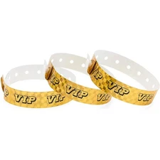 Okuna Outpost VIP Wristbands, Gold Holographic Plastic Bracelets (9.75 x 0.65...