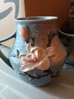 Vintage Roseville Magnolia Blue Vase or Urn Handles on Both Sides, Pottery Art.